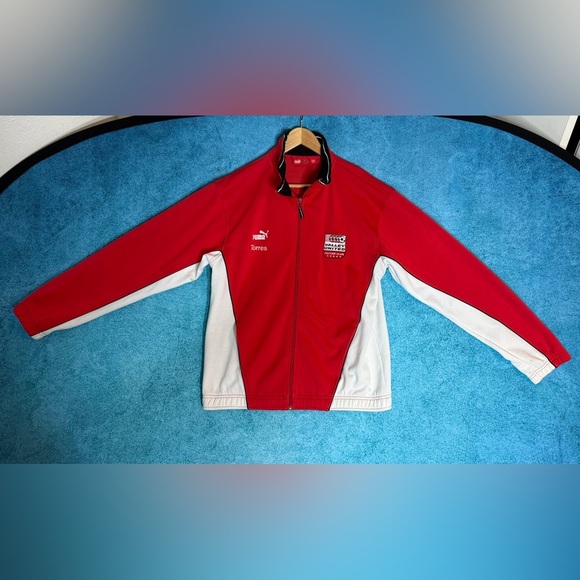 Vintage Puma Valley United Soccer Club Jacket Men’s L Red White Zip Up Training - Picture 3 of 14